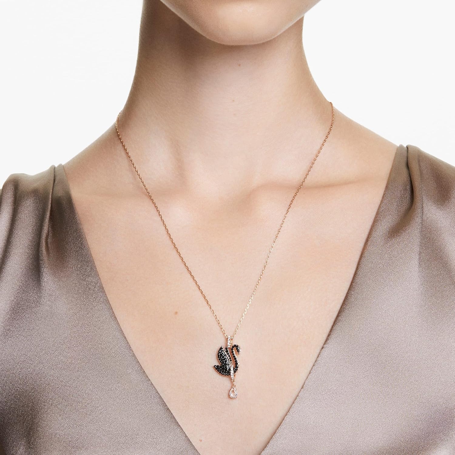 Swan Pendant with Pear Cut Crystal